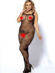 Grande Taille Catsuit dos nues resille bretelle en dentelle Bodystockings