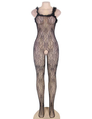 Grande Taille Catsuit dos nues resille bretelle en dentelle Bodystockings