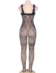Grande Taille Catsuit dos nues resille bretelle en dentelle Bodystockings