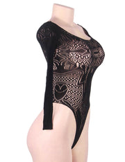 Grande Taille Body résille à manches longues à épaules dénudées