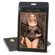 Grande Taille Body résille à manches longues à épaules dénudées