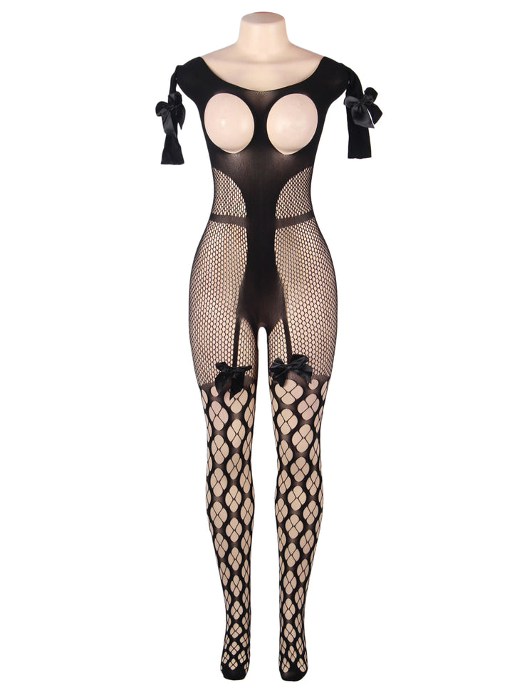 Grande Taille Catsuit dos nues fantaisie trefles Bodystockings