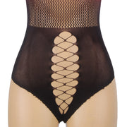 Bodystocking Résille Extensible Dégradé Bicolore Noir Et Rouge