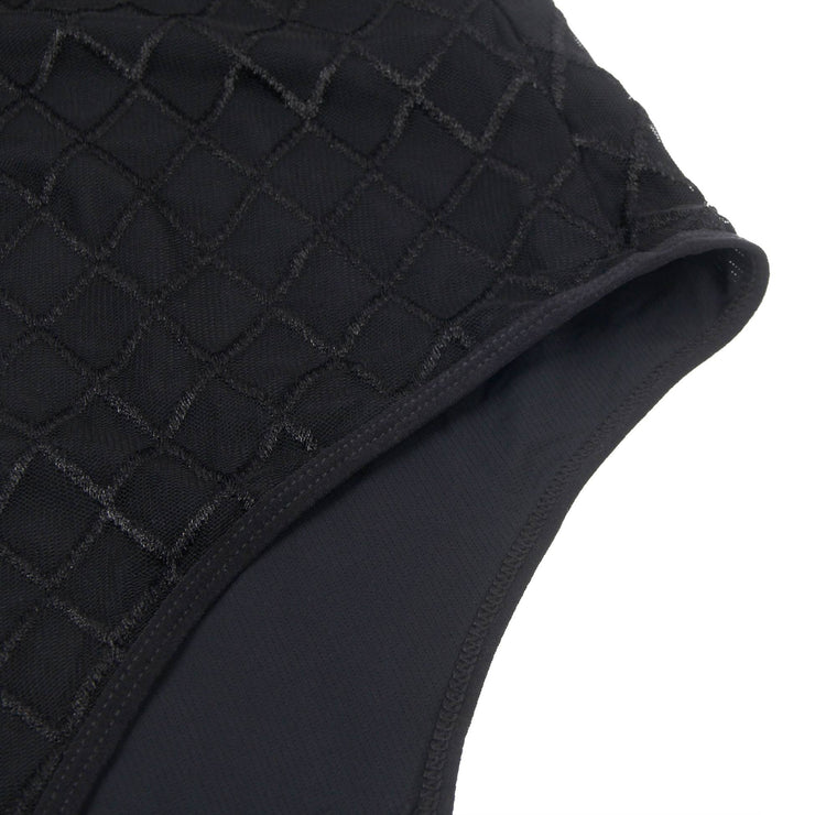 Body minimaliste noir manches longues en maille à col montant