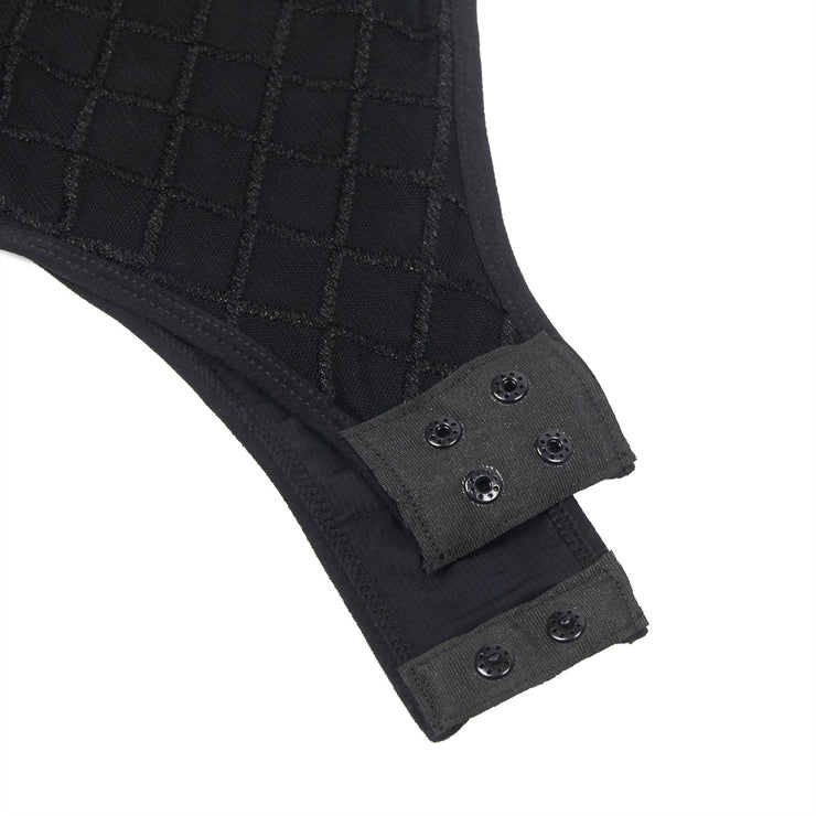Body minimaliste noir manches longues en maille à col montant