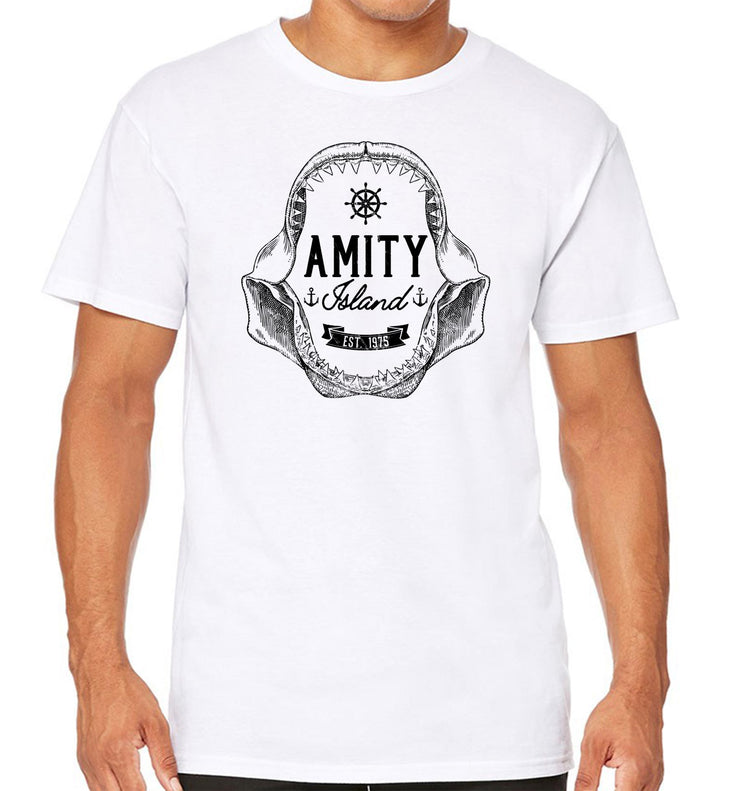 T-Shirt Blanc Jaws - Amity Island Est 1975