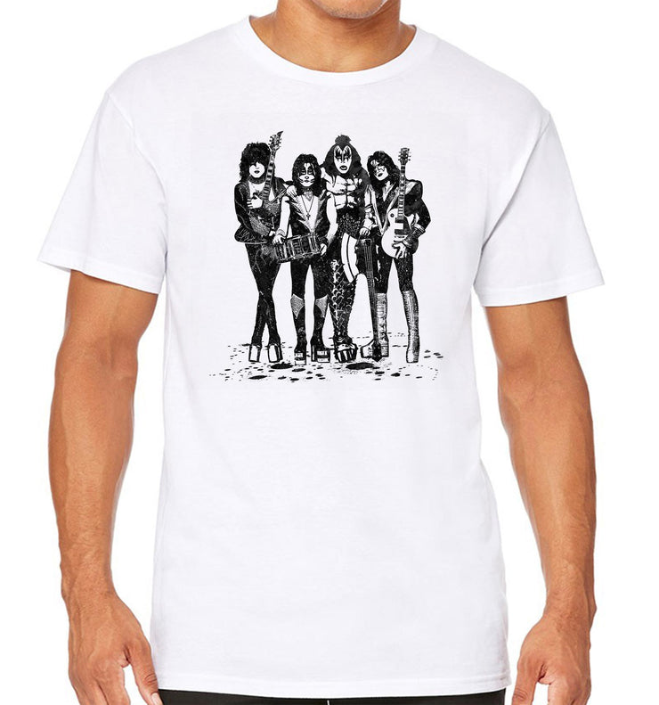 T-Shirt Blanc Kiss Rock - Kiss Draw band