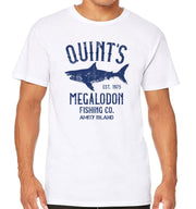 T-Shirt Blanc Jaws - Quint's Megalodon Fishing