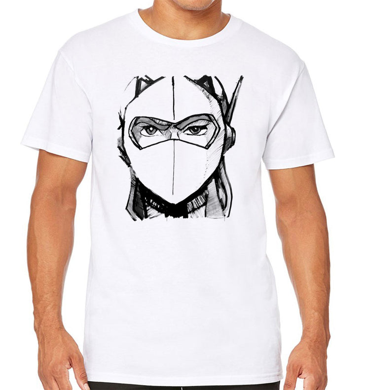 T-Shirt Blanc Grendizer - Actarus Face Draw