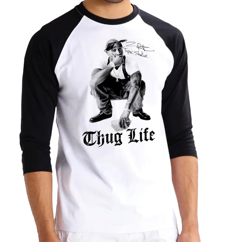 T-Shirt Rap Bi-Colore - 2pac Thug life Signature Manches longue