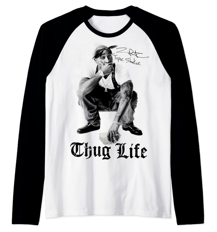 T-Shirt Rap Bi-Colore - 2pac Thug life Signature Manches longue