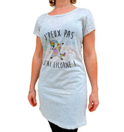 T-Shirt Tunique 38/40 Femme - Je m'en fou je suis une licorne - Artist Deluxe