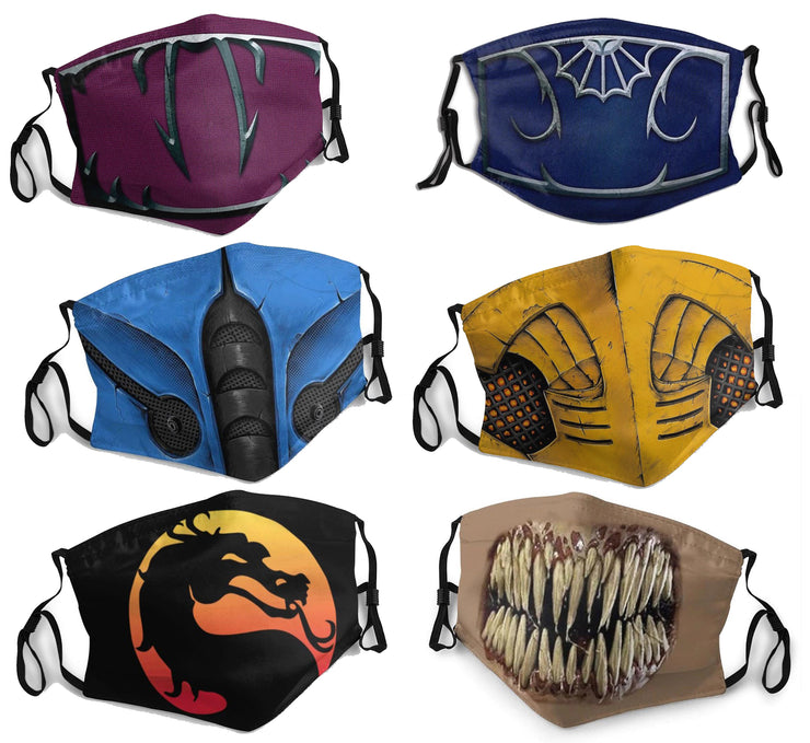 Pack de 6 Masques Tissu Lavable - Set Mortal Kombat - Artist Deluxe