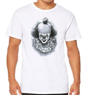 T-Shirt Blanc Horreur - It Ca Clown Pennywise Art Draw