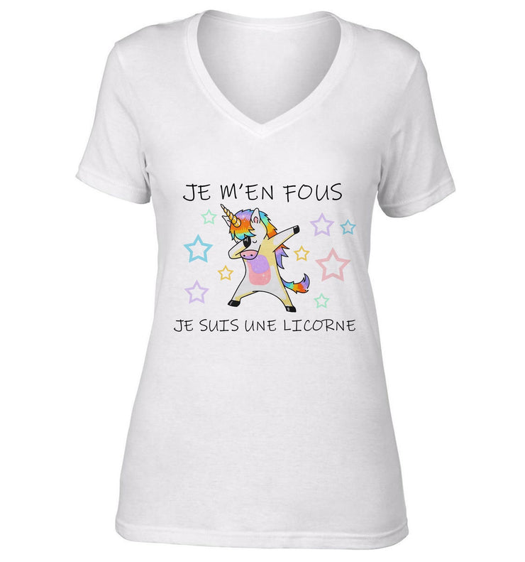 T-Shirt Femme Col V Licorne - je m&