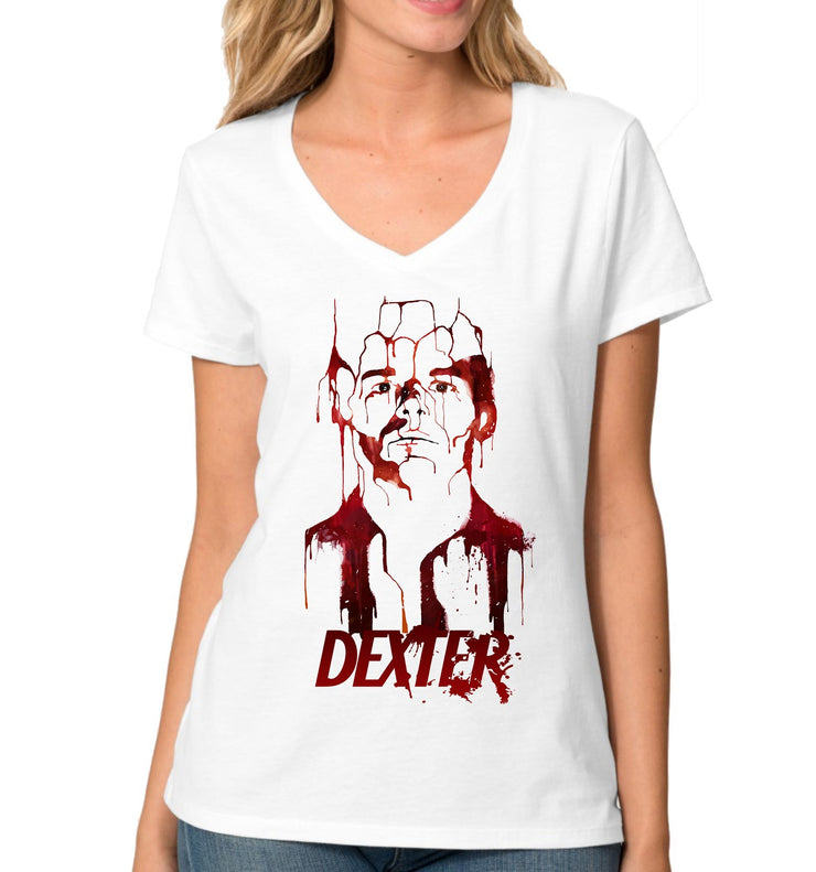 T-Shirt Dexter Femme Col V - Dexter Blood - Artist Deluxe