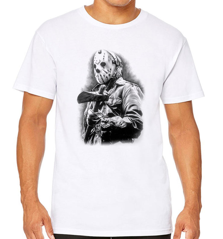 T-Shirt Blanc Vendredi 13 - Jason Voorhees Draw Art