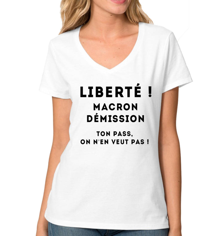 T-Shirt Resistance Femme Col V - Liberté ! - Artist Deluxe