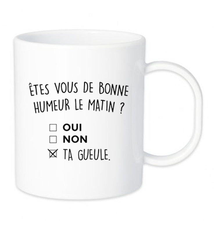 Tasse Mug Polymere 340ML Fun Incassable - Etes vous de bonne humeur le matin ?