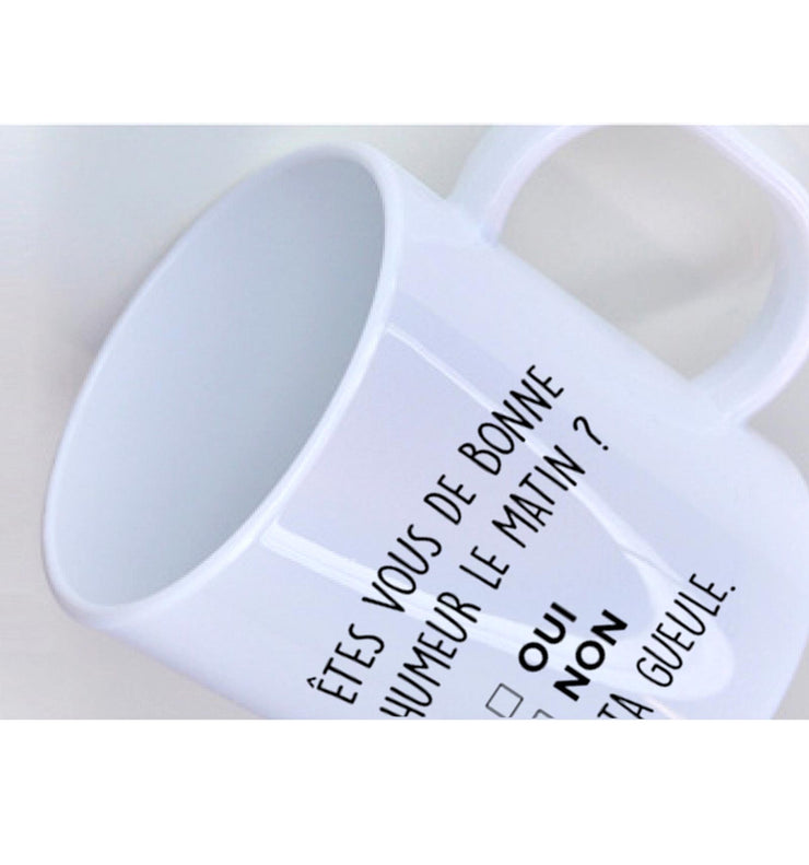 Tasse Mug Polymere 340ML Fun Incassable - Etes vous de bonne humeur le matin ?