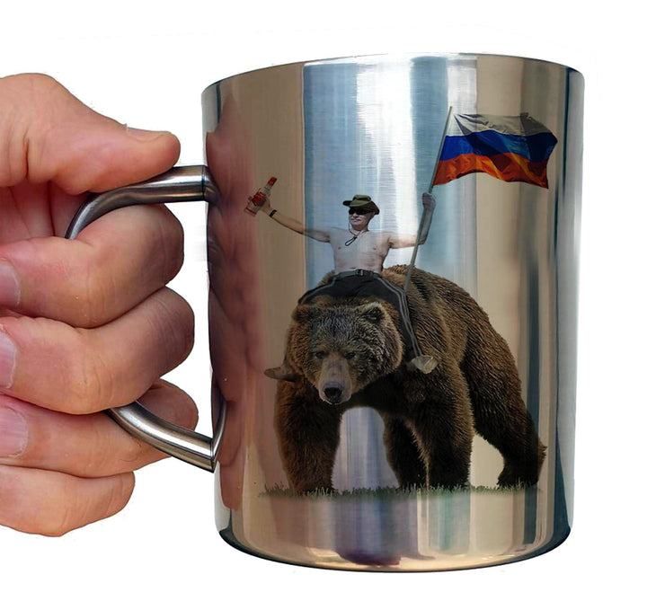 Mug Vladimir Poutine Inox chrome Metal - Ours Poutine - Artist Deluxe