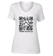 T-Shirt Resistance Femme Col V - Qr Code Fuck Scan ça - Artist Deluxe
