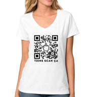 T-Shirt Resistance Femme Col V - Qr Code Fuck Scan ça - Artist Deluxe