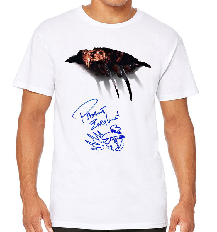 T-Shirt Blanc Horreur  - Freddy Krueger Signature