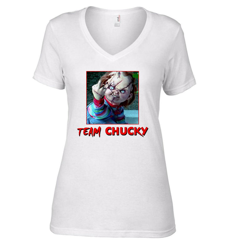 T-Shirt Femme Col V Horreur - Team Chucky - Artist Deluxe