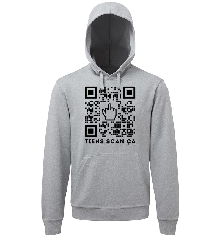 Sweat Fun à capuche Gris - QR CODE scan ça !