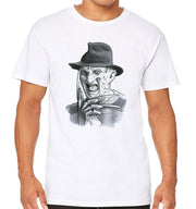 T-Shirt Blanc Horreur  - Freddy Krueger Art Draw
